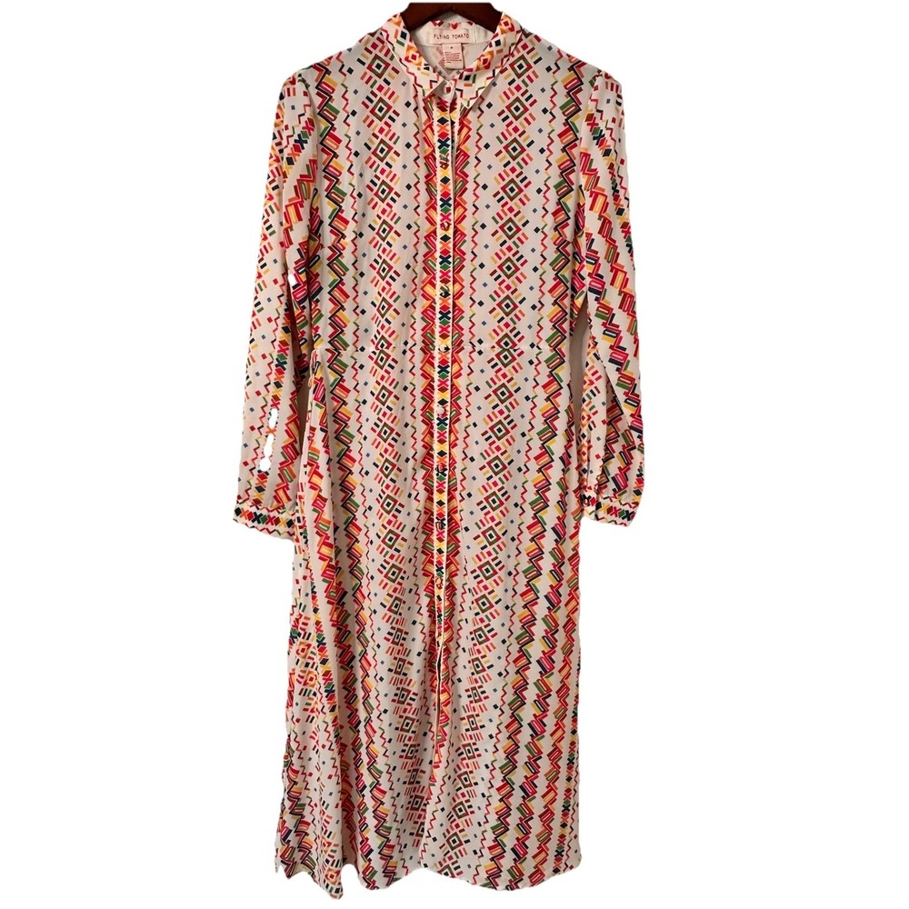 Flying Tomato‎ Tribal Multicolor Flare Long Dress Front Buttons - Picture 3 of 8